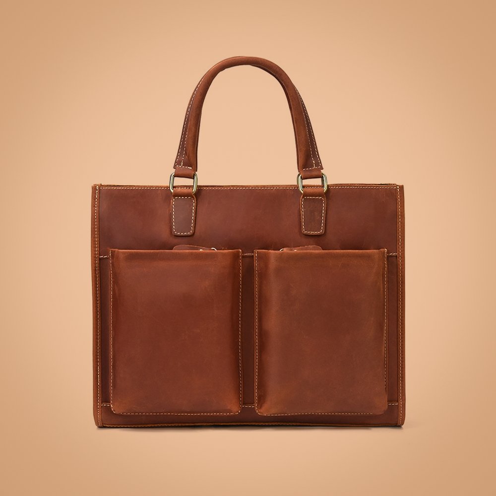 Full Grain Leather Briefcase - Lombadi (I) - Indifference
