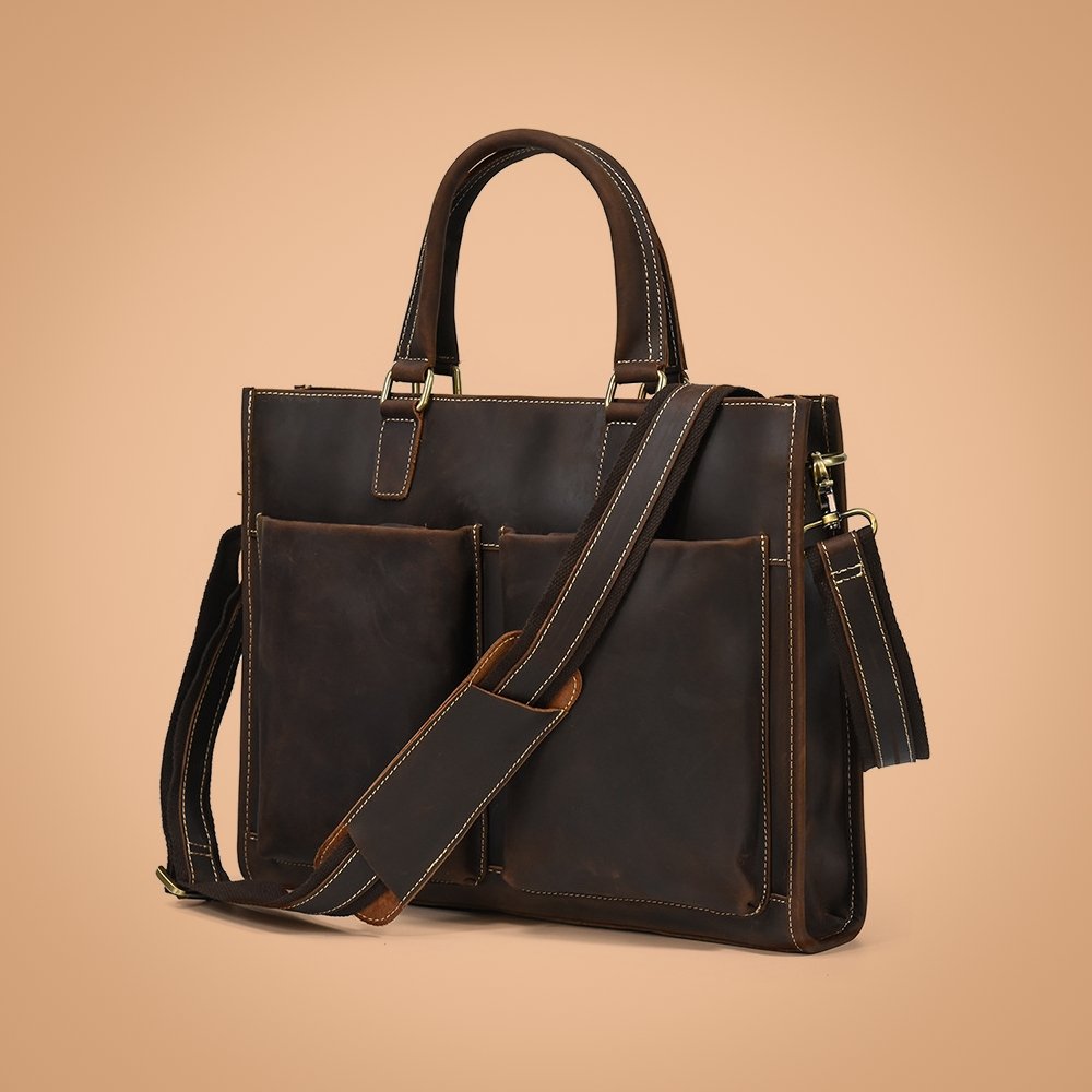 Full Grain Leather Briefcase - Lombadi (I) - Indifference