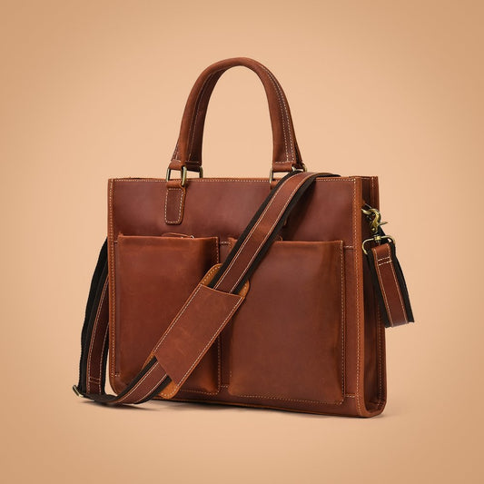 Full Grain Leather Briefcase - Lombadi (I) - Indifference