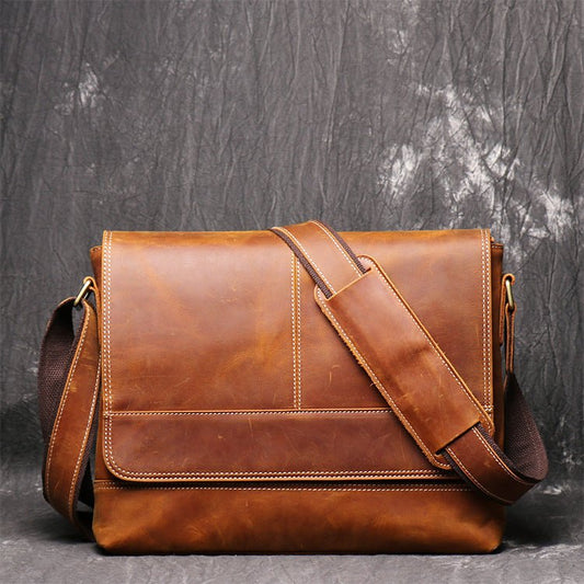 Full Grain Leather Messenger Bag - Caruso (I) - Three of Crafts