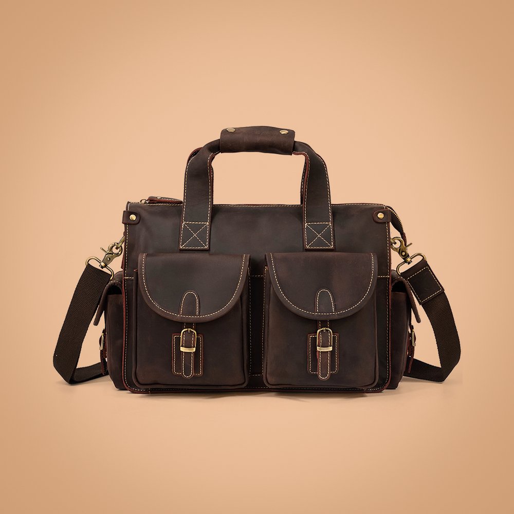 Premium Full Grain Leather Briefcase - Peligrini (II) - Indifference