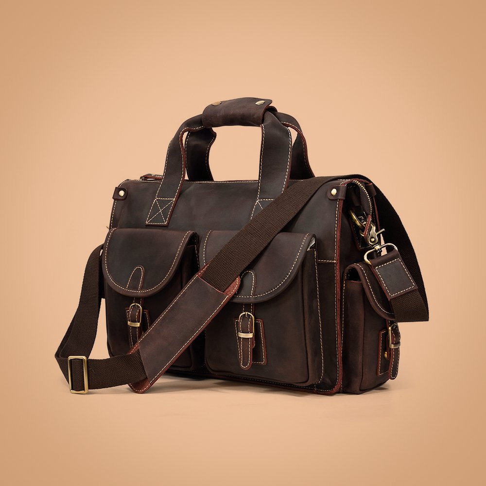 Premium Full Grain Leather Briefcase - Peligrini (II) - Indifference